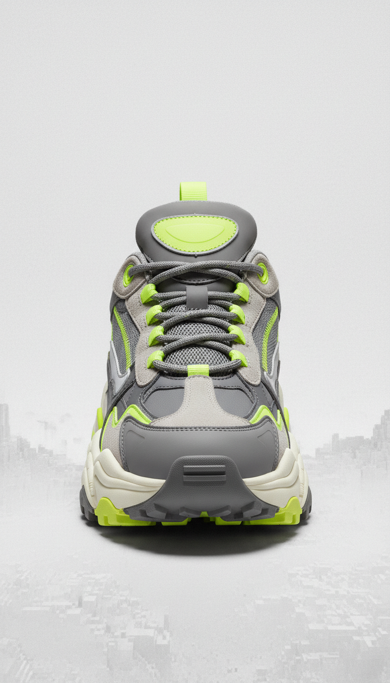 Chunky Sneaker aus Steel Grey mit Neon Volt